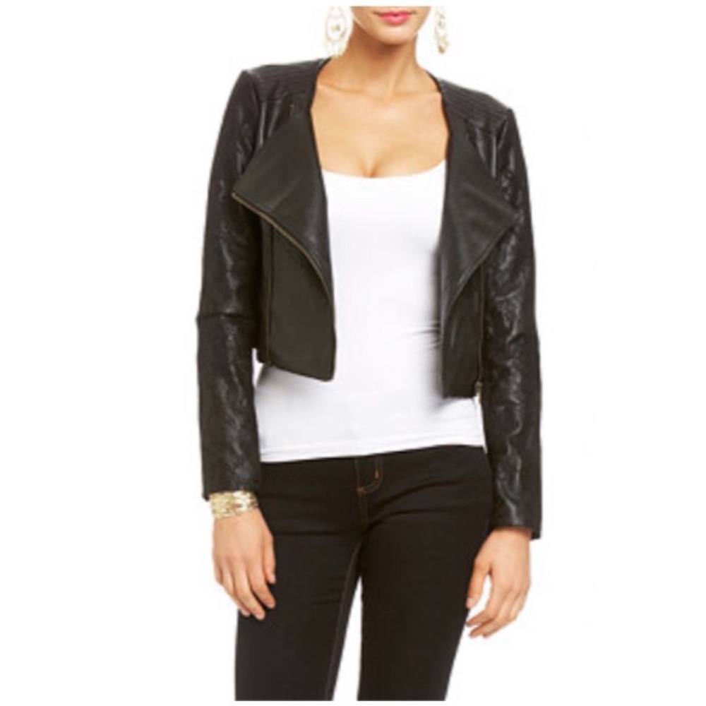 2B Bebe Moto Zip Black Leather Jacket